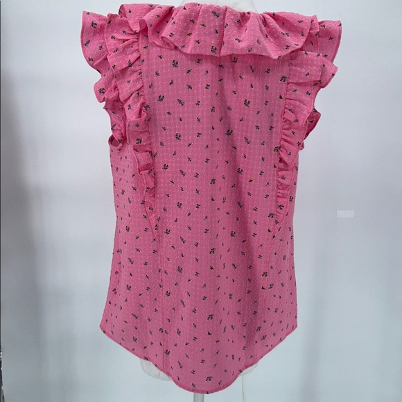 LOFT Women’s Floral Ruffle Tie Neck Top Size Medium Sleeveless Top - Picture 5 of 9